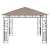 vidaXL Gazebo with Mosquito Net&LED String Lights 3x3x2.73 m Taupe