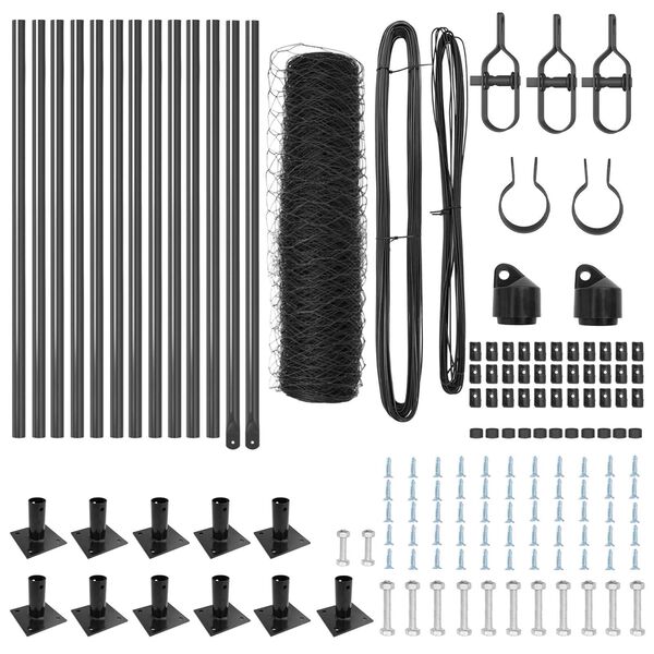 vidaXL Fence Post Grey 25 x 0.6 m (36 mm mesh) Steel and PVC