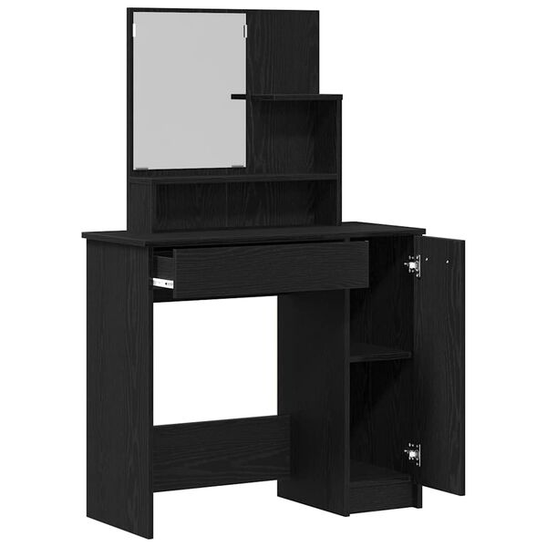 vidaXL Dressing Table Black Oak 86.5 x 35 x 136 cm Engineered Wood