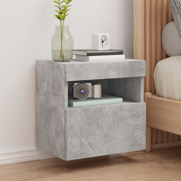 vidaXL TV Wall Cabinet with LED Lights Concrete Grey 40x30x40 cm