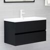 vidaXL Sink Cabinet with Built-in Basin Black Engineered Wood