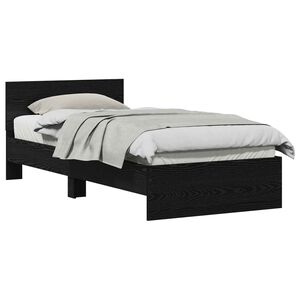 vidaXL Bed Frame with Headboard Black Oak 90 x 200 cm Engineered Wood