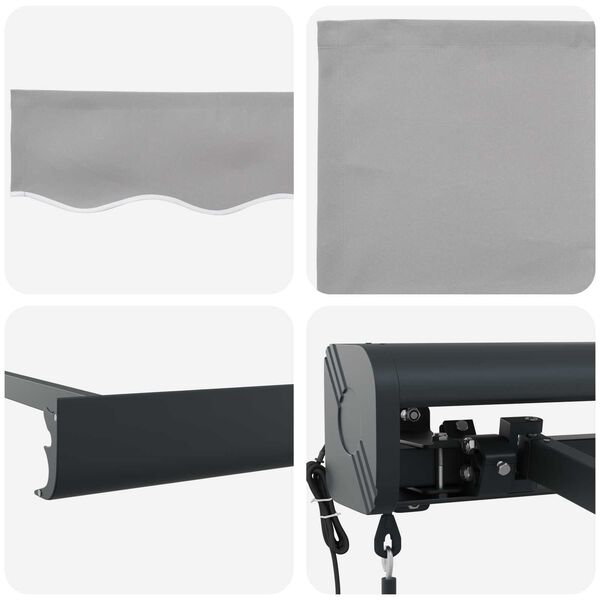 vidaXL Awning Light Grey 350 x 250 x 165 cm Polyester and Aluminium
