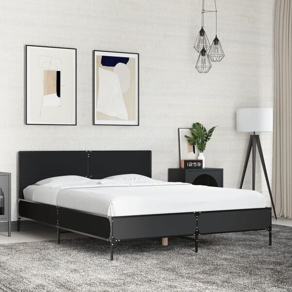 vidaXL Bed Frame without Mattress Black 140x190 cm