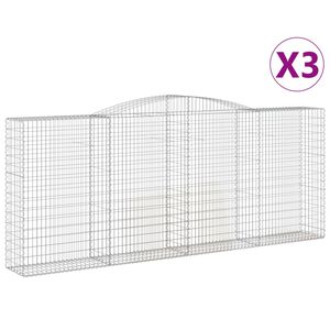 vidaXL Arched Gabion Baskets 3 pcs 400x50x160/180 cm Galvanised Iron