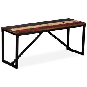 vidaXL Bench | Multicolour | Solid reclaimed wood, steel | 110x35x45 cm