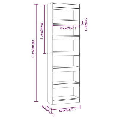 vidaXL Book Cabinet/Room Divider Sonoma Oak 60x30x198 cm