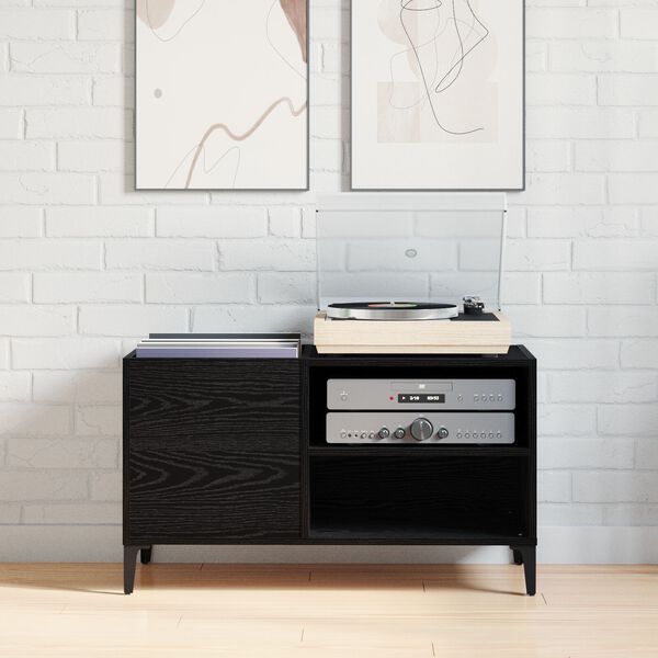 vidaXL Record Cabinet Black Oak 84.5 x 38 x 48 cm Engineered Wood