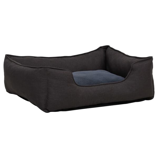 vidaXL Dog Bed Dark Grey 65x50x20 cm Linen Look Fleece