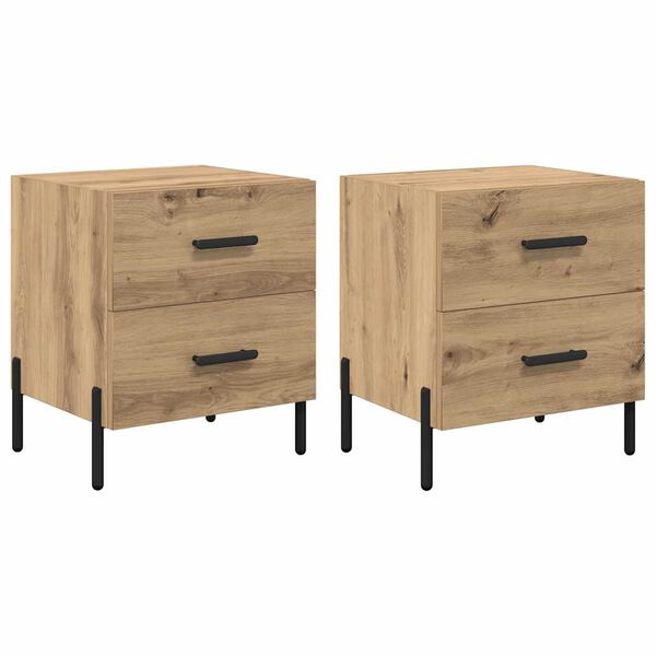 vidaXL Bedside Cabinet with Drawer 2 pcs Artisan Oak 40 x 35 x 47.5 cm