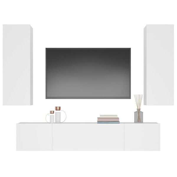 vidaXL 4 Piece TV Cabinet Set White Engineered Wood