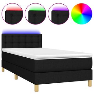 vidaXL Box Spring Bed with Mattress&LED Black 80x200cm Fabric
