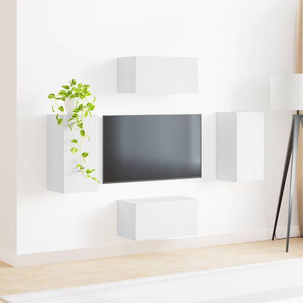 vidaXL TV Cabinet Set 4 pcs White Engineered Wood