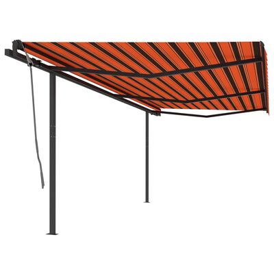vidaXL Automatic Retractable Awning with Posts 6x3 m Orange and Brown