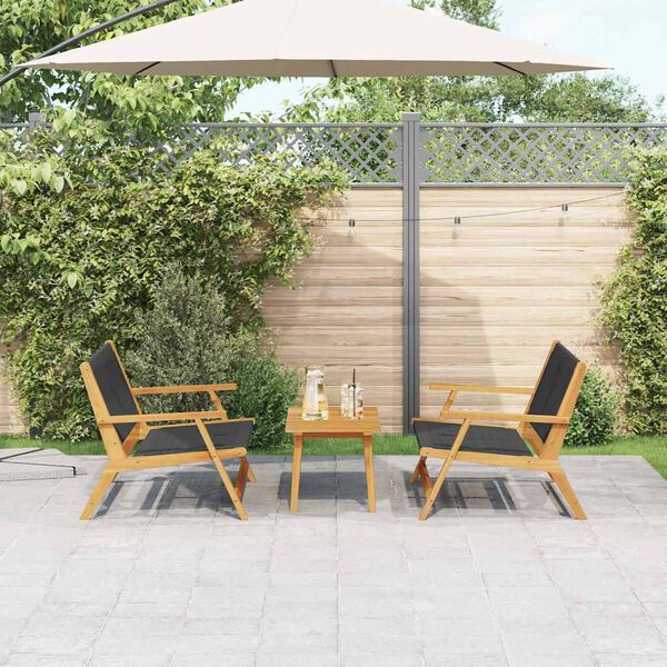 vidaXL Garden Chairs with Table 3 pcs Black Solid Acacia wood