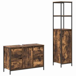 vidaXL Bathroom Furniture Set 2 pcs Smoked Oak and Black