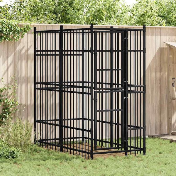 vidaXL Outdoor Dog Kennel Steel 1.84 m&sup2;