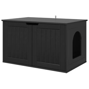 vidaXL Cat House Black 85 x 55 x 50.5 cm Engineered Wood