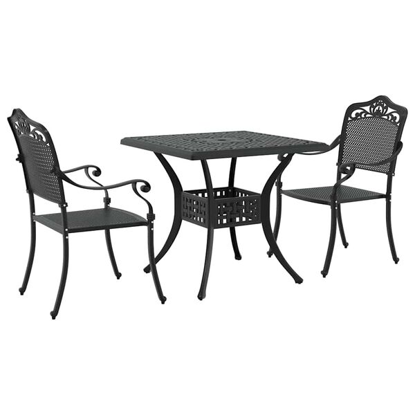 vidaXL Garden Table Set 3 pcs Black Cast Aluminium