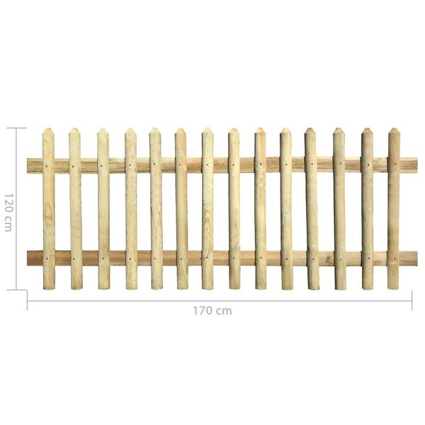 vidaXL Picket Fence Impregnated Pinewood 170x120 cm 5/7cm
