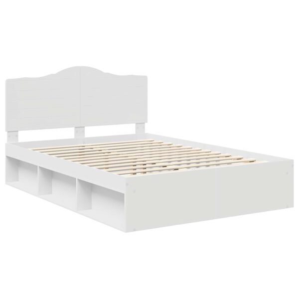vidaXL Bed Frame with Headboard White 160 x 200 cm Solid Pine Wood