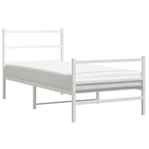 vidaXL Metal Bed Frame without Mattress with Footboard&nbsp;White 90x190cm