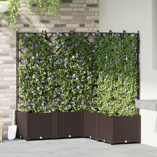 vidaXL Garden Planter 5 pcs Brown 120 x 120 x 143 cm Steel