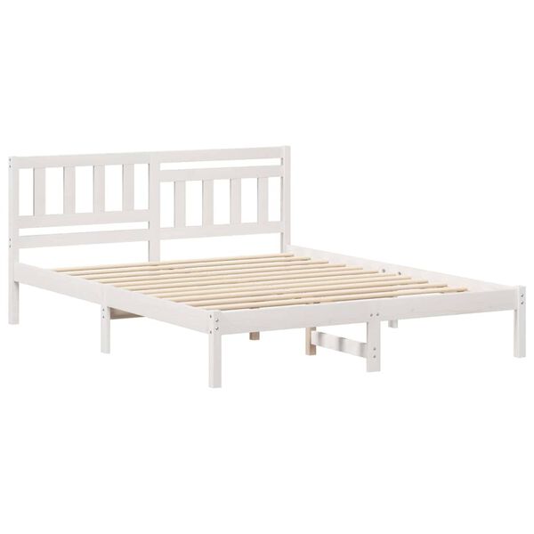 vidaXL Bed Frame with Headboard White 140 x 200 cm Solid Pine Wood