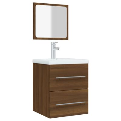 vidaXL Bathroom Cabinet with Mirror Brown Oak 41x38.5x48 cm Engineered Wood