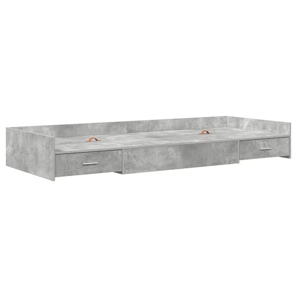 vidaXL Bed Frame with Drawer Concrete Grey 70 x 190 cm Engineered Wood