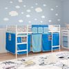 vidaXL Kids'Loft Bed Frame with Curtains White and Blue 79.5 x 200 cm