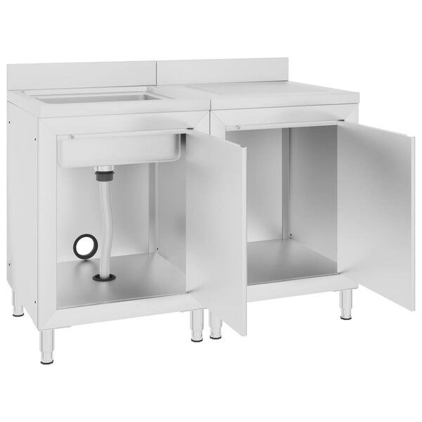 vidaXL Commercial Kitchen Sink Cabinet Stainless Steel 120x60x96 cm