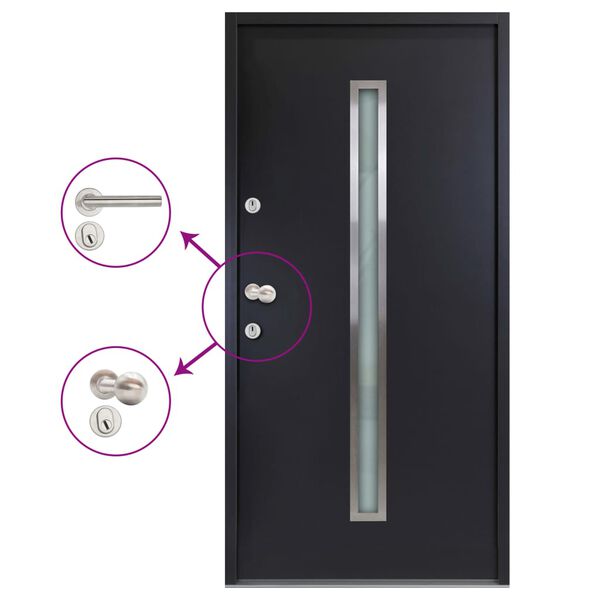 vidaXL Aluminium Front Door Anthracite 90x200 cm
