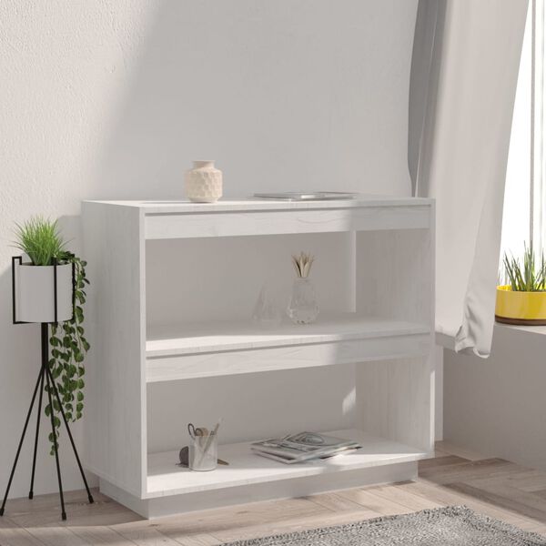 vidaXL Book Cabinet White 80x35x71 cm Solid Pinewood