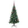 vidaXL Artificial Pre-lit Christmas Tree Green 150 cm PVC and Metal