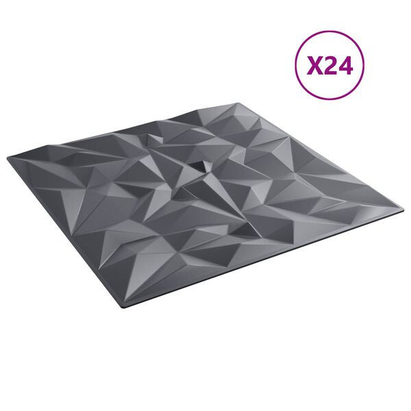 vidaXL Wall Panels 24 pcs Amethyst Grey 50 x 50 cm XPS Foam