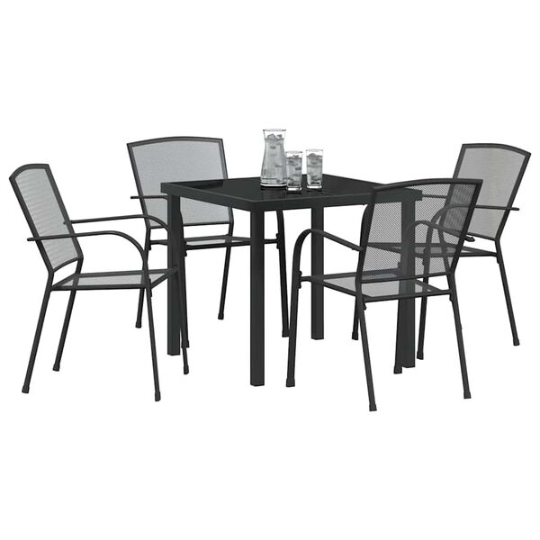 vidaXL Garden Dining Set 5 pcs Anthracite Powder-Coated Steel