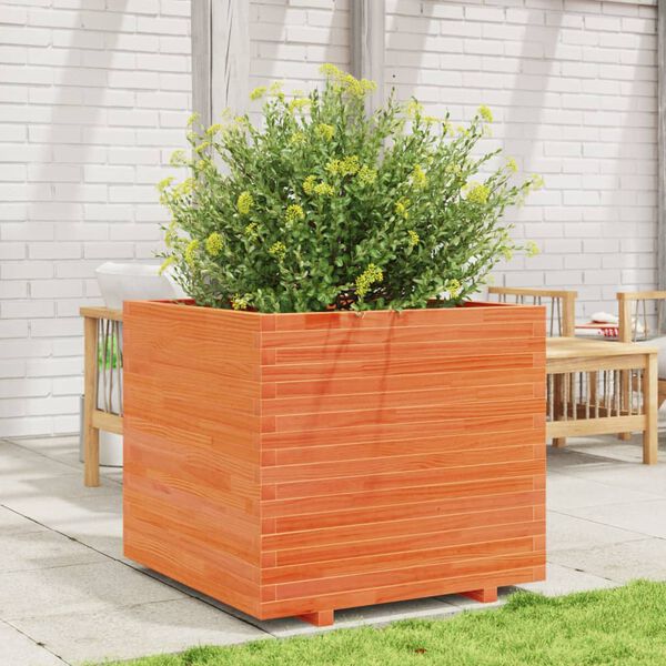 vidaXL Garden Planter Wax Brown 80x80x72 cm Solid Wood Pine