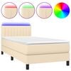 vidaXL Box Spring Bed with Mattress&LED Cream 80x200cm Fabric
