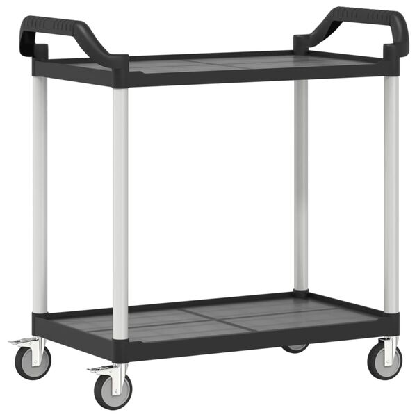 vidaXL 2-Tier Trolley Black 99x50x97 cm Aluminium