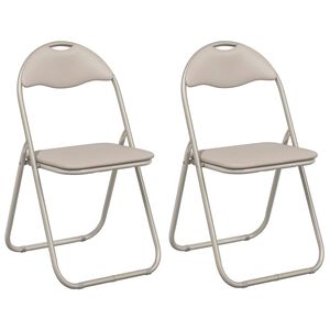 vidaXL Folding Chair 2 pcs Sand 48 x 43.5 x 81 cm Faux Leather