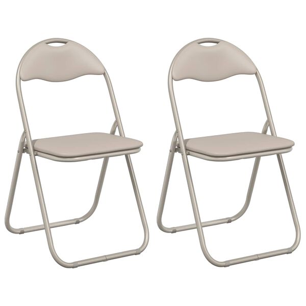 vidaXL Folding Chair 2 pcs Sand 48 x 43.5 x 81 cm Faux Leather