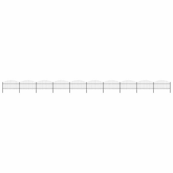 vidaXL Garden Fence with Spear Top Steel 1781.5x125 cm Black