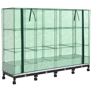 vidaXL Garden Planter with Greenhouse Cover&Wheels 4 pcs White PP