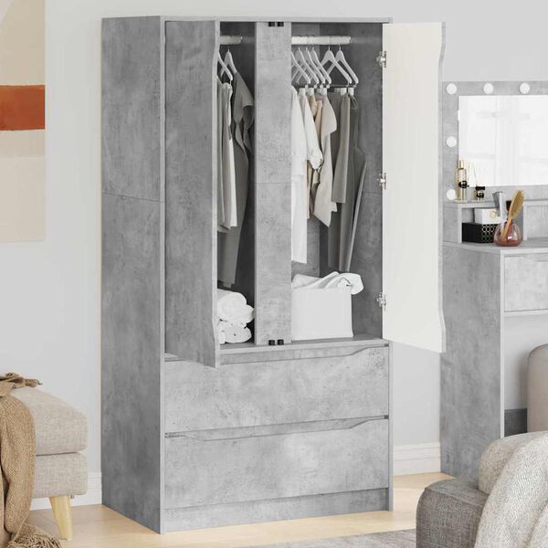 vidaXL Bathroom Cabinet with Drawer Concrete Grey 79.5 x 49 x 156 cm