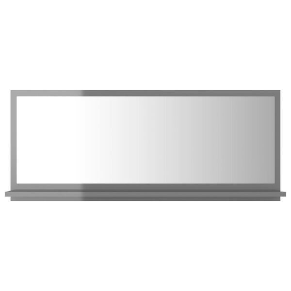 vidaXL Bathroom Mirror High Gloss Grey 90x10.5x37 cm Engineered Wood