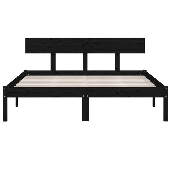 vidaXL Bed Frame without Mattress Black Solid Wood 160x200 cm