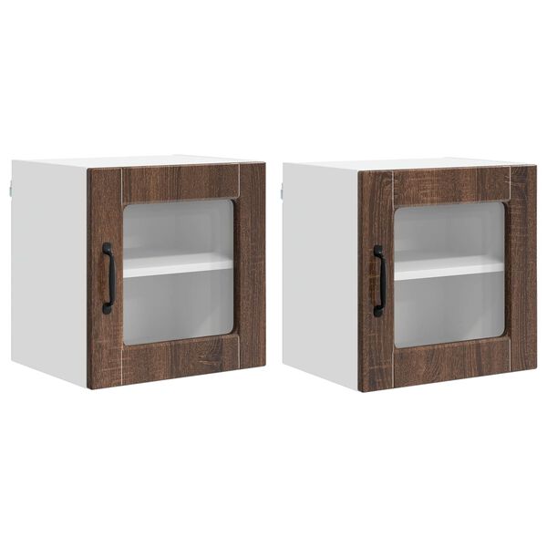 vidaXL Kitchen Cabinet 2 pcs Brown Oak 40 x 31 x 40 cm Engineered Wood
