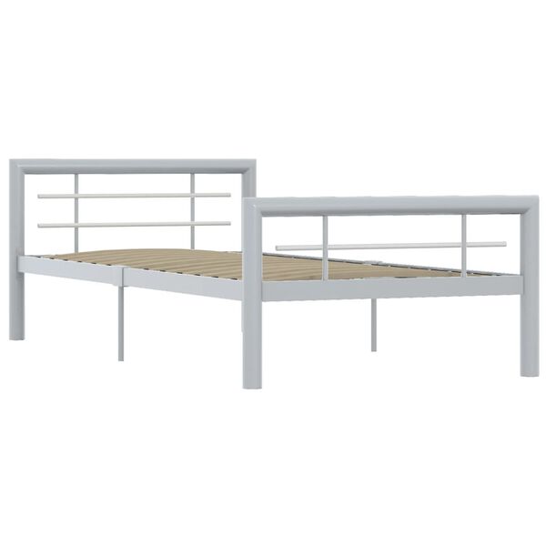 vidaXL Bed Frame without Mattress Grey and White Metal 100x200 cm
