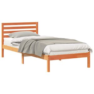 vidaXL Bed Frame with Headboard Wax Brown 80 x 220 cm Solid Pine Wood